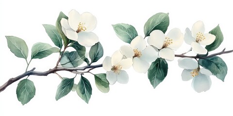 Obraz premium Elegant White Flower Branch on Soft Background