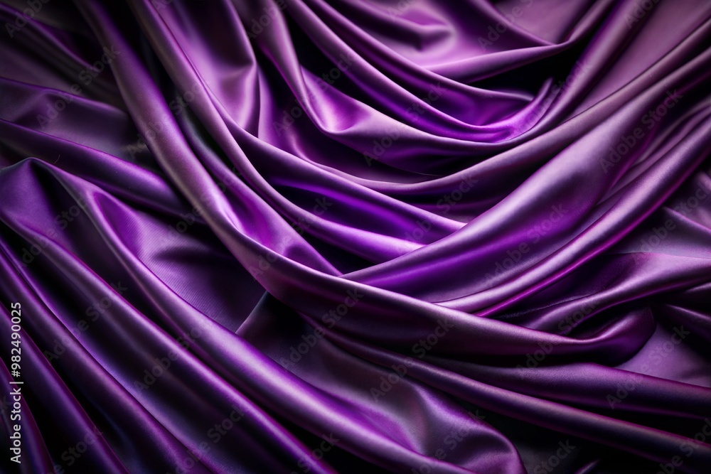 Poster Close-up of luxurious purple silk fabric with smooth texture