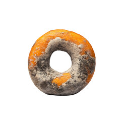 A textured, weathered donut showcasing bright orange and gray colors, perfect for artistic and food-related compositions.