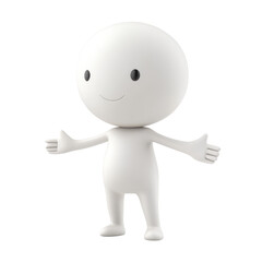 Fototapeta premium A cheerful 3D character with a friendly expression, perfect for illustrating positivity and approachability., isolated on a transparent background.