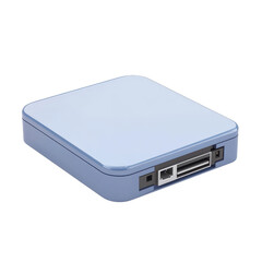 A compact blue electronic device with a sleek design, ideal for modern tech setups and enhancing connectivity., isolated on a transparent background.