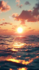 Obraz premium Sunset beauty horizon sky on ocean water with reflection light marine surface story background