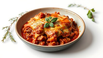 Fototapeta premium Delicious traditional Greek moussaka with beef mince, eggplant and bechamel sauce