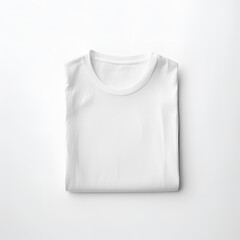 Crisp White T-Shirt Neatly Folded on Light Background with Copy Space