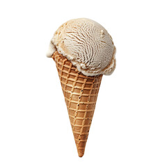 Delicious ice cream cone with a creamy scoop on top, perfect for summer treats and delightful desserts.