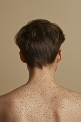 Naklejka premium Back of a person with raised red bumps, highlighting uneven skin texture and irritation