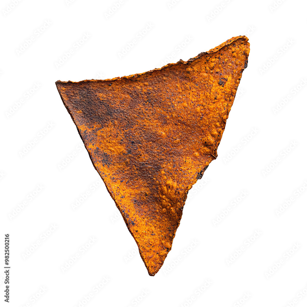 Poster rusty metal piece in an abstract triangular shape, showcasing unique textures and colors perfect for