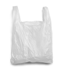 plastic white carrier bag isolated, for mockup and graphic design, recycle concept