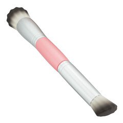 Pink brush 3d illustration of makeup tools, beauty essentials, and a variety of cosmetic items