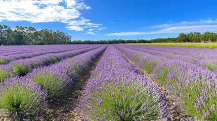 Lavender Field under a Blue Sky