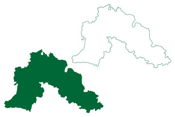 Fototapeta premium Krishnagiri district (Tamil Nadu State, Republic of India) map vector illustration, scribble sketch Krishnagiri map