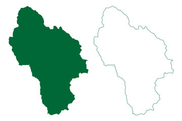 Kullu district (Himachal Pradesh State, Republic of India) map vector illustration, scribble sketch Kullu map