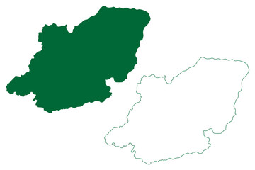 Kupwara district (Jammu and Kashmir union territory, Republic of India) map vector illustration, scribble sketch Kupwara map