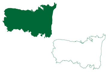 Kurnool district (Andhra Pradesh State, Republic of India) map vector illustration, scribble sketch Kurnool map
