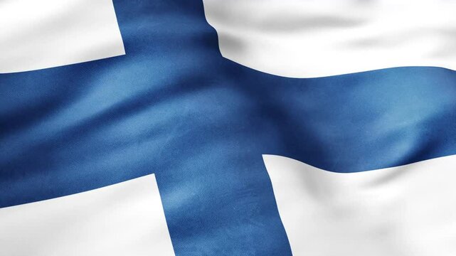 Flag of Finland Animation Stock Video - Finnish Flag Waving in Loop and Fabric Textured - 4K