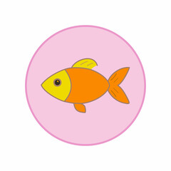Cute cartoon fish. Vector illustration in flat style. Isolated on white background.