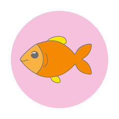 Fish icon in flat style on a white background. Vector illustration.