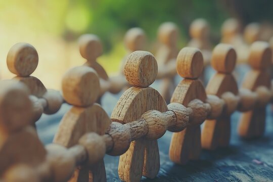 Individuals linked in a network, emphasizing teamwork with shallow depth visuals.