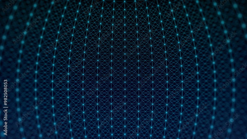 Poster wave of glowing dots on dark background. abstract digital background. technological illustration. ab