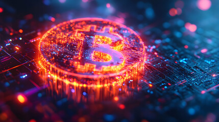 3D Glowing Abstract Coin and Dollar Sign - Modern Digital Art for Currency Profits and Future Finance on Isolated White Background