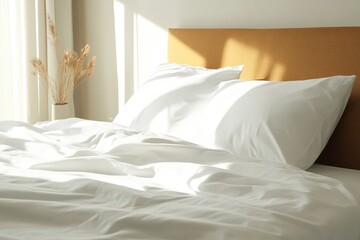 Elegant Monogrammed Pillowcases on Luxurious Bedding in a Bright, Cozy Bedroom Environment