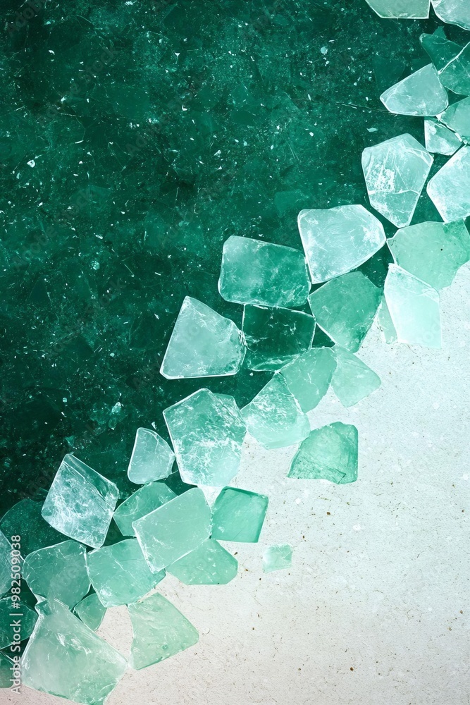 Poster captivating modern gradient from mint to emerald green with fine grain textures for depth in abstrac
