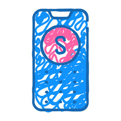 phone with sos button doodle icon sketch vector. phone with sos button sign. isolated symbol illustration