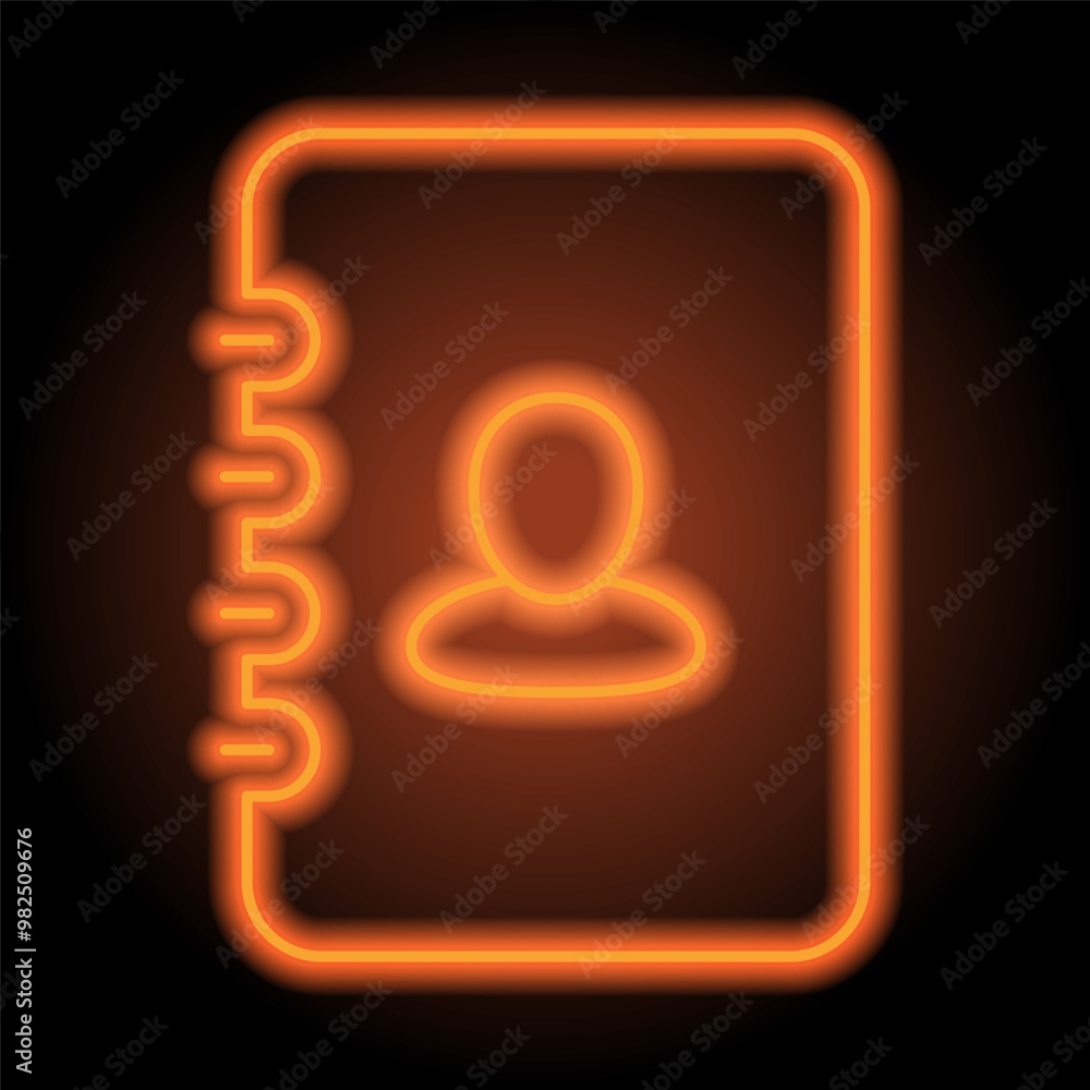 Poster notebook simple icon vector. flat design. orange neon on black background