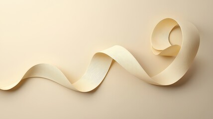 Vintage-style award ribbon, soft beige background, nostalgic feel, 3D illustration