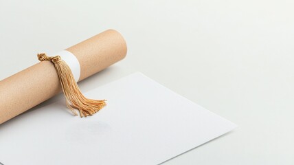 Graduation diploma with modern typography and seal, on white background, simple and sharp