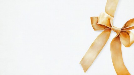 Graduation diploma, elegant gold ribbon, simple white background, watercolor style