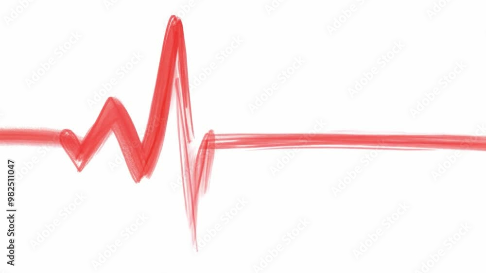 Aufkleber a vibrant red heartbeat line is depicted with a minimalist approach, symbolizing the rhythm of life 