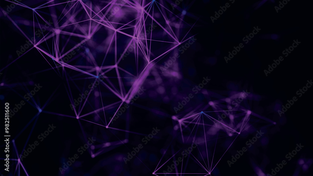 Poster Abstract background with connecting dots and lines. Network connection structure. Plexus effect. 3d Vector illustration.