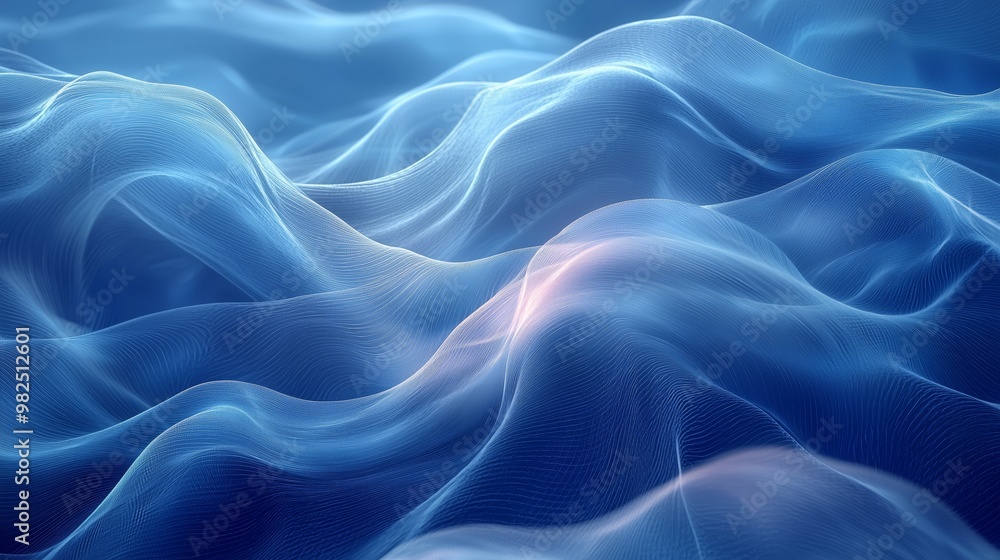 Poster abstract waves in soft blue tones for background use