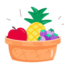 Comic style sticker of fruit basket 

