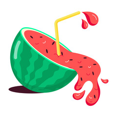 Comic style sticker of watermelon juice 

