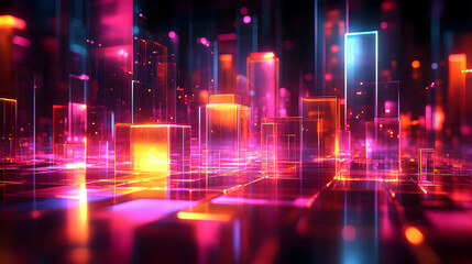 3D Glowing Abstract Business Tools Art Concept for Retail Analytics and Marketing Advertisements - Sleek Design for Data-Driven Efficiency