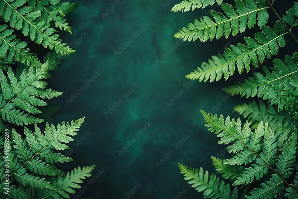 Poster the beautiful pattern of fern leaves on a black background. an up-close and personal view of this am