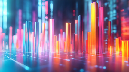 3D Glowing Abstract Business Tools Icon - Digital Art Representing Retail Analytics | Sleek Design for Marketing Ads Focused on Business Efficiency