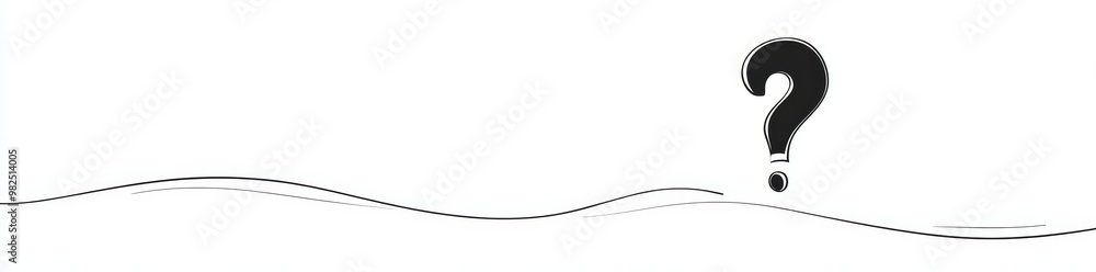 Poster a question mark is drawn on a linear background with a continuous line. it is isolated on a white ba