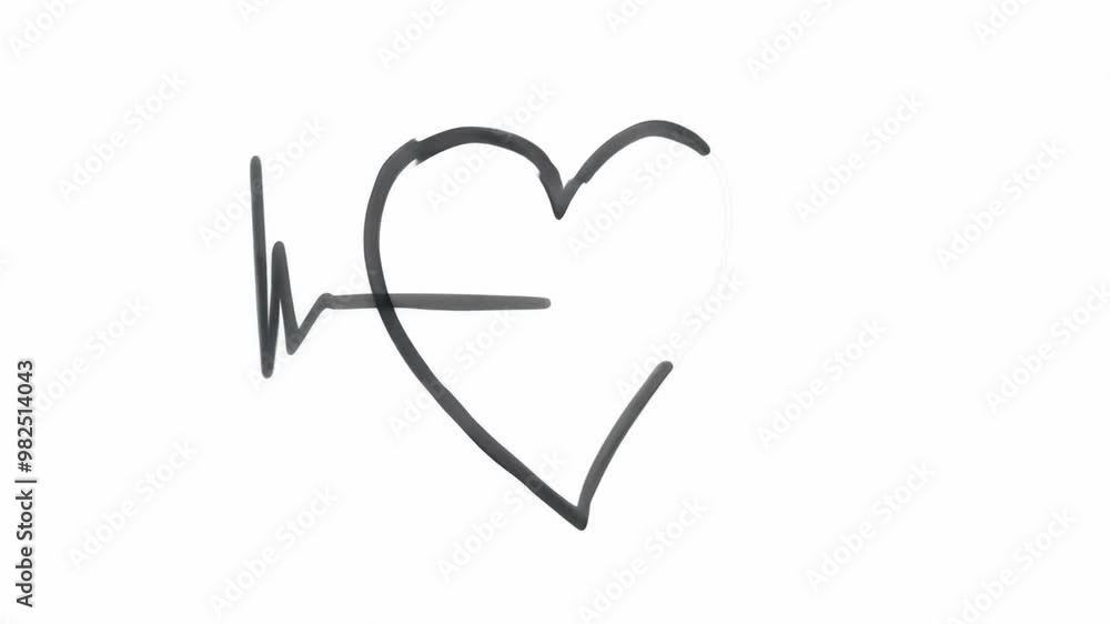 Poster a heart shape merges seamlessly with an electrocardiogram line, symbolizing the connection between l
