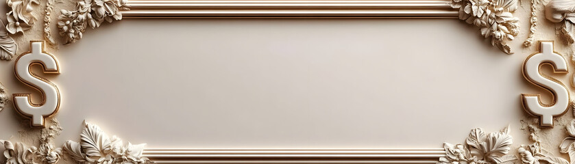 Obraz premium Elegant Border Frame Featuring Business Card & Dollar Sign - Perfect for Business & Financial Promotions with Ample Copy Space in Modern Design