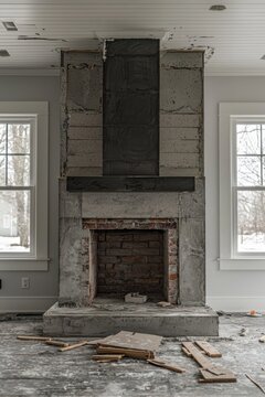 Installing an enclosed corner fireplace with calcium silicate insulation slabs. Building and renovating a house.