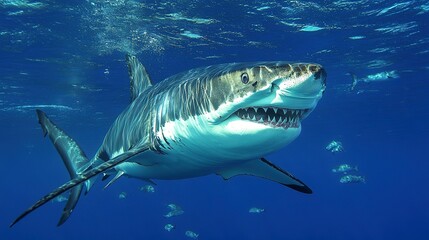 Obraz premium dangerous sharks , most dangerous sharks in the world , shark attacks in tropical waters , marine ecosystem