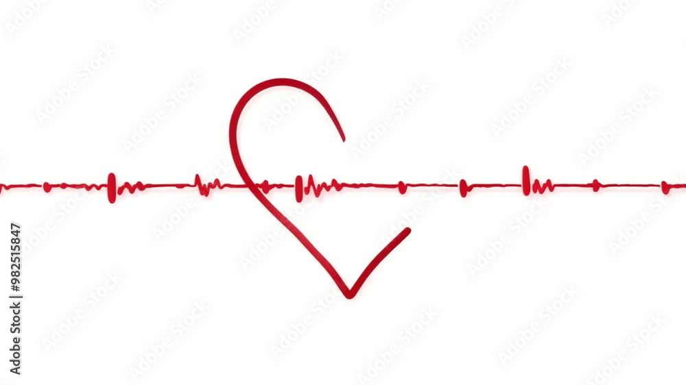 Poster a heartbeat line creatively transitions into the shape of a heart, highlighting themes of health and