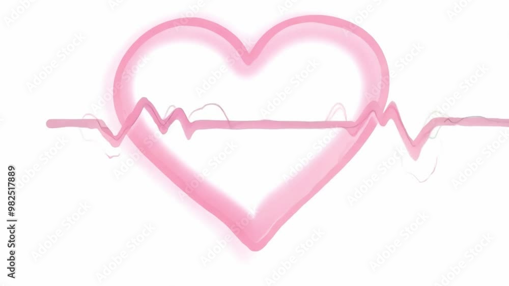 Poster The graphic features a pink heart shape combined with a heartbeat waveform, representing the emotional connection and vitality associated with love and affection.