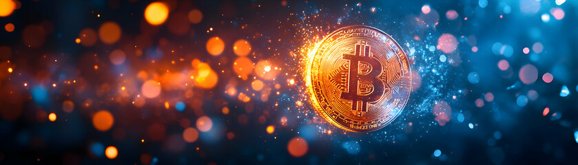 Vibrant Glowing Abstract Coin and Dollar Sign in Digital Space � Modern Art for Financial Growth, Digital Currency, and Future Finance Banners