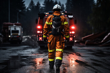 AI generated photo of car crash rraffic accident paramedics and firefighters