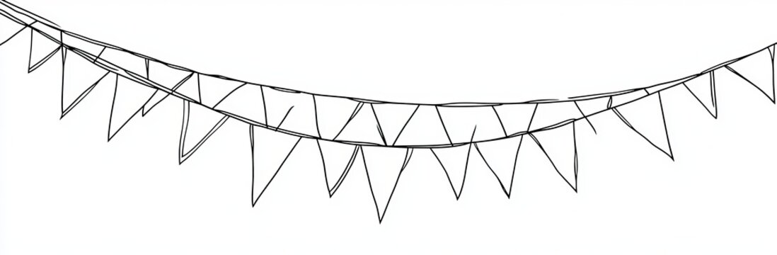 recommend clip art: Drawing of continuous line art buntings garland for a celebration party. Hand drawn flags on white background. EPS 10/AI file format.