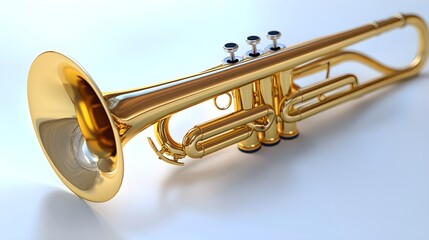 Obraz premium High quality close-up image of a bugle in a studio with bright lighting